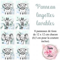 Panneau tissu pour lingettes lavables Safari pastel