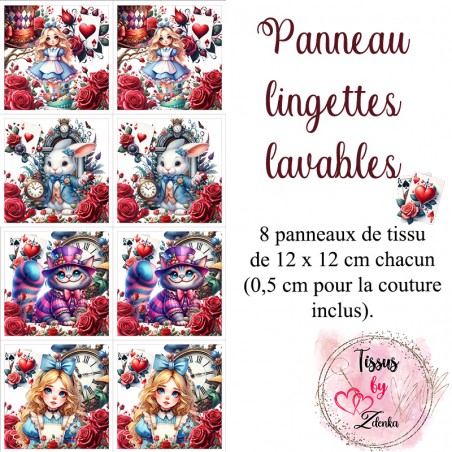 Panneau tissu pour lingettes lavables Petite Fille et Lapin