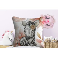 Panneau coussin Animaux de la Savane en Douceur - Fleurs Romantiques