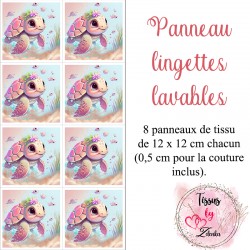 Panneau tissu lingettes lavables Petits Lavables Tortue Tropicale