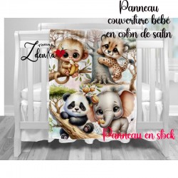 Panneau coton couverture bébé animaux de safari