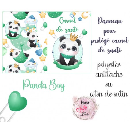 Panneau tissu pour protégé carnet de santé Panda Boy