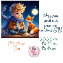 Panneau simili cuir  petit prince, bleu pour vos créations DIY