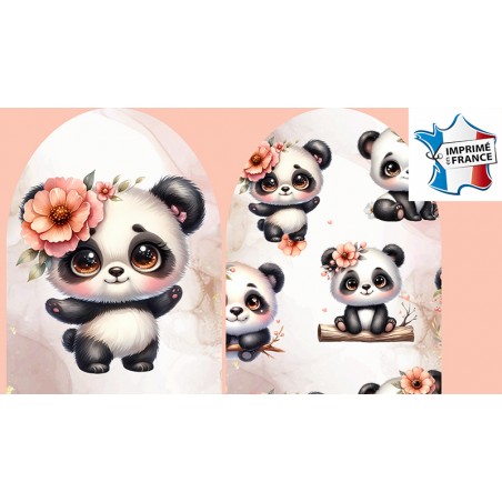 Panneau éponge de bambou gant de toilette Panda Bohème & Fleurs Poudrées