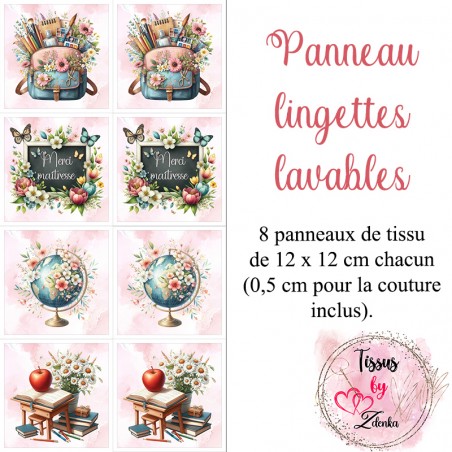 Panneau tissu pour lingettes lavables Éducation Fleurie