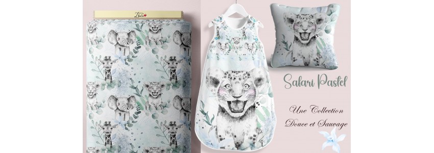 Collection Safari Pastel | Tissus Imprimés Doux et Élégants